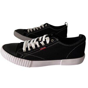 Mens Size 9.5 Black Levis Classic Low Top Canvas Sneakers Athletic Casual Shoes